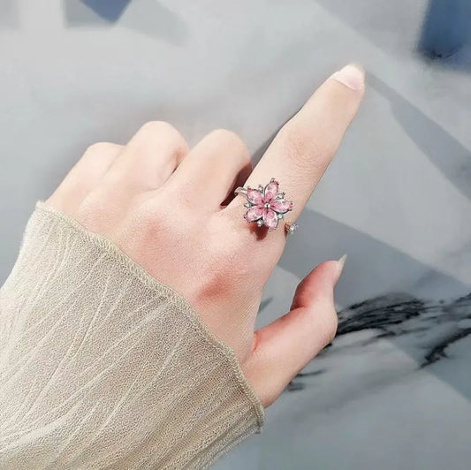 Sakura Pink Flower Spinning Ring