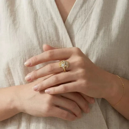 Luxury Starburst Spinning Anxiety Ring