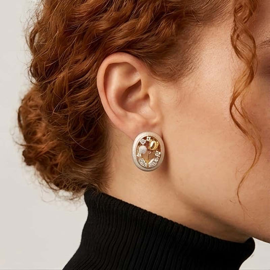 Minimalist Tulip - Inspired Pearl & Zircon Earrings