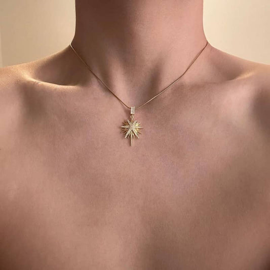 Waterproof Gold Starburst Necklace