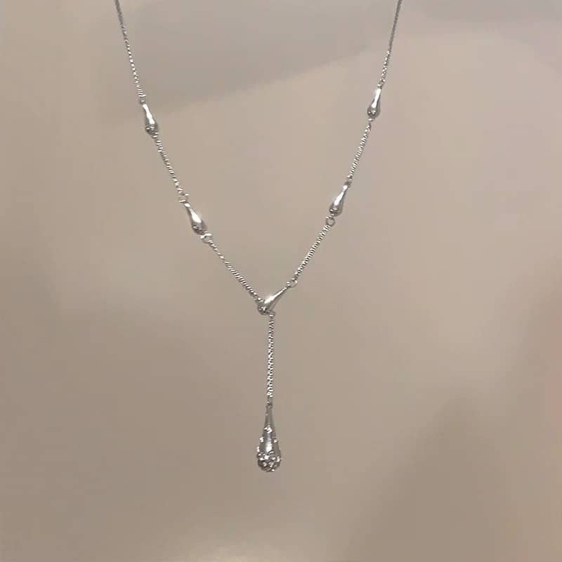 Water Drop Crystal Cascade Y Necklace