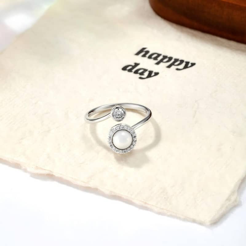 Pearl Fidget Ring - Durable Stainless Steel & Crystal Jewelry