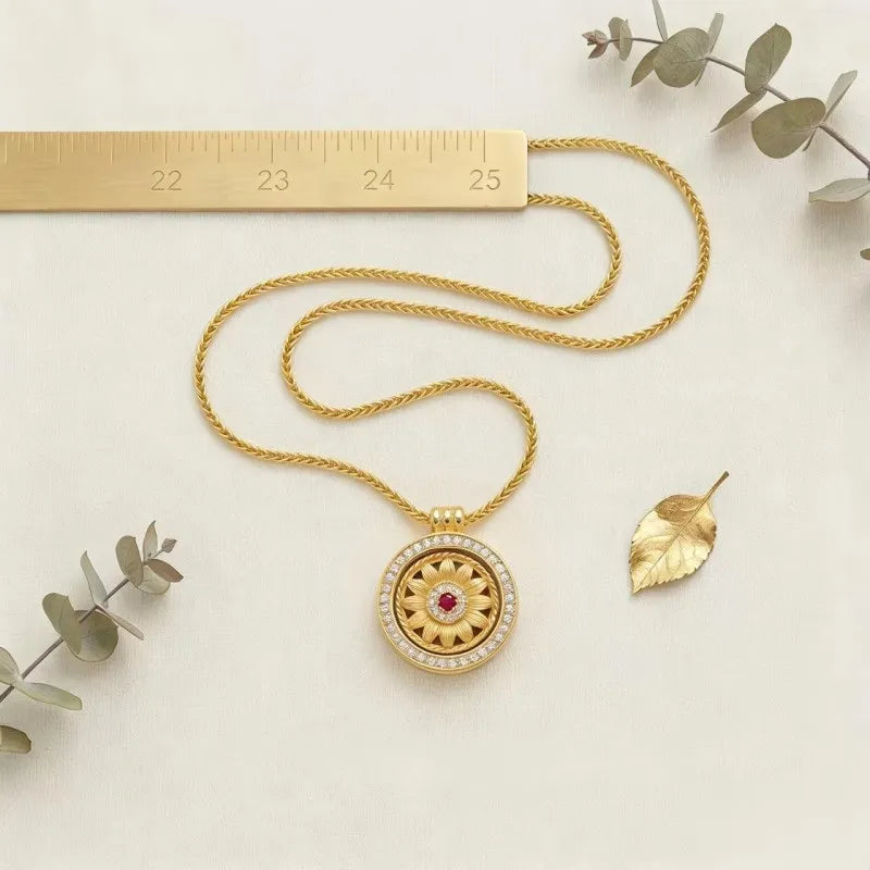 Minimalist 18K gold plated sunflower spinning necklace
