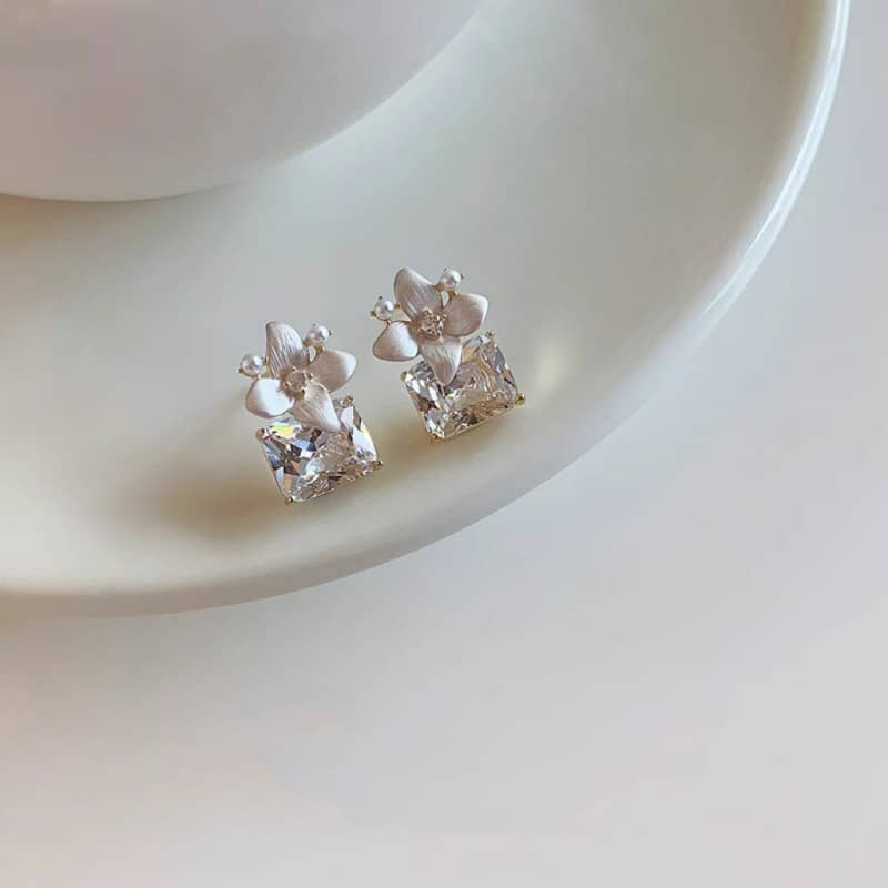 Elegant Blossom - Inspired Zircon Stud Earrings