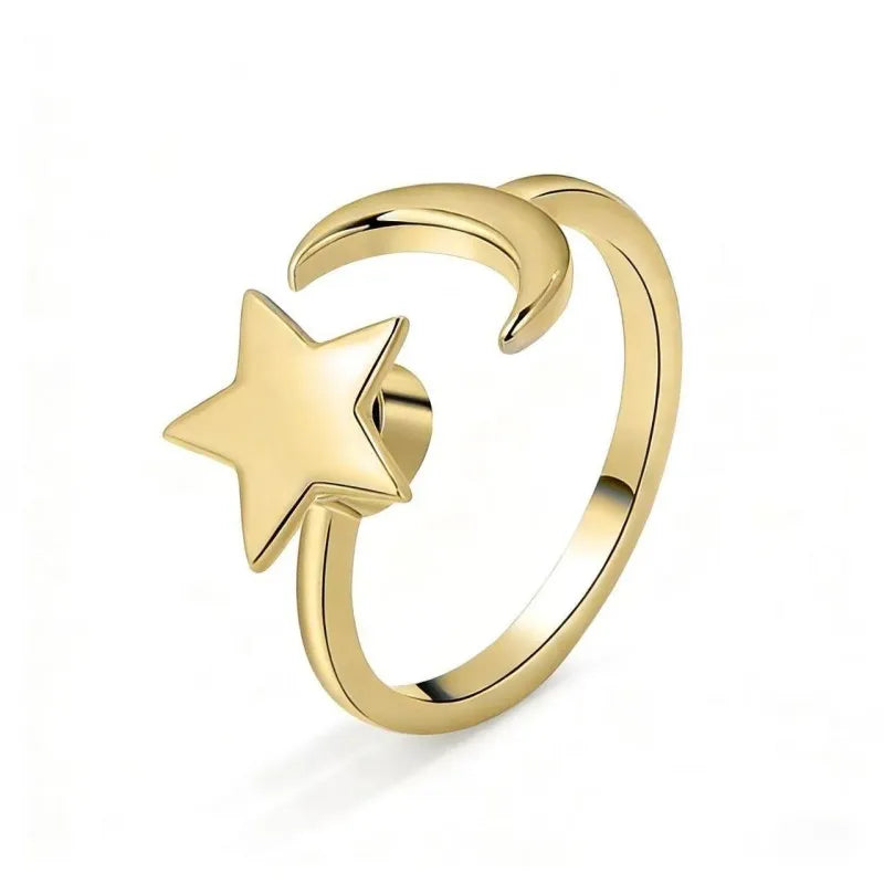 Celestial Moon & Star Spinning Anxiety Ring