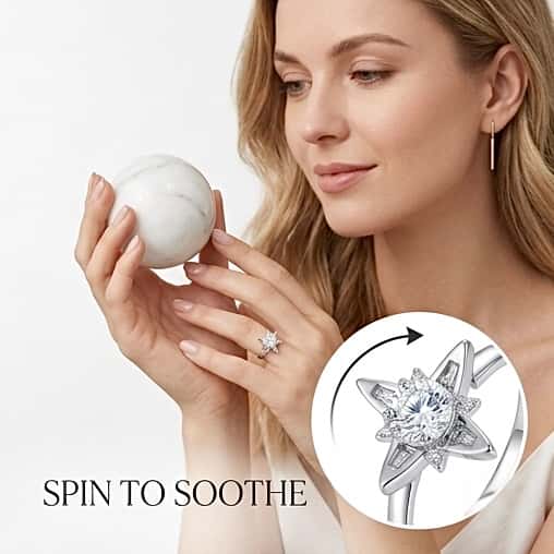 Star Stainless Steel Spinning Fidget Ring