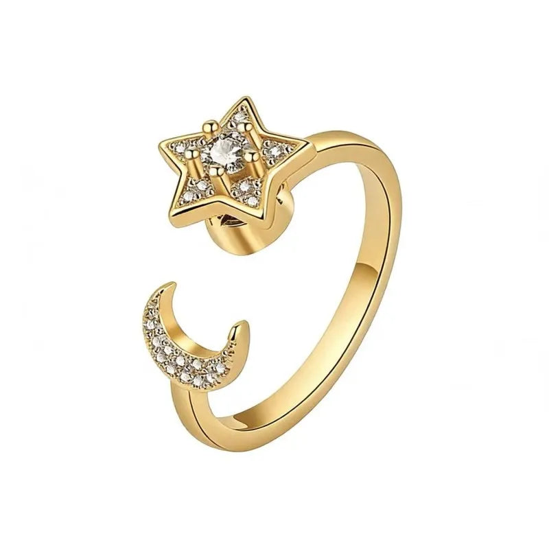 Galaxy Moon & Star Rotating Ring