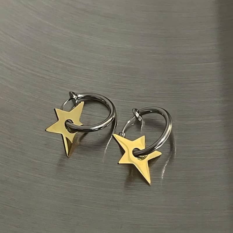 Minimalist Star Charm Hoop Earrings