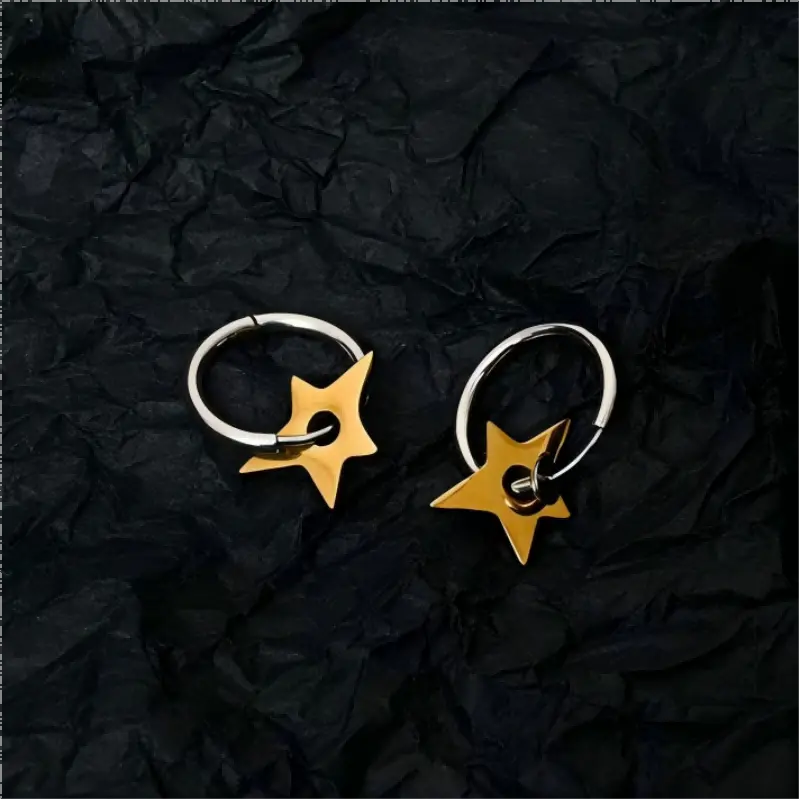 Minimalist Star Charm Hoop Earrings
