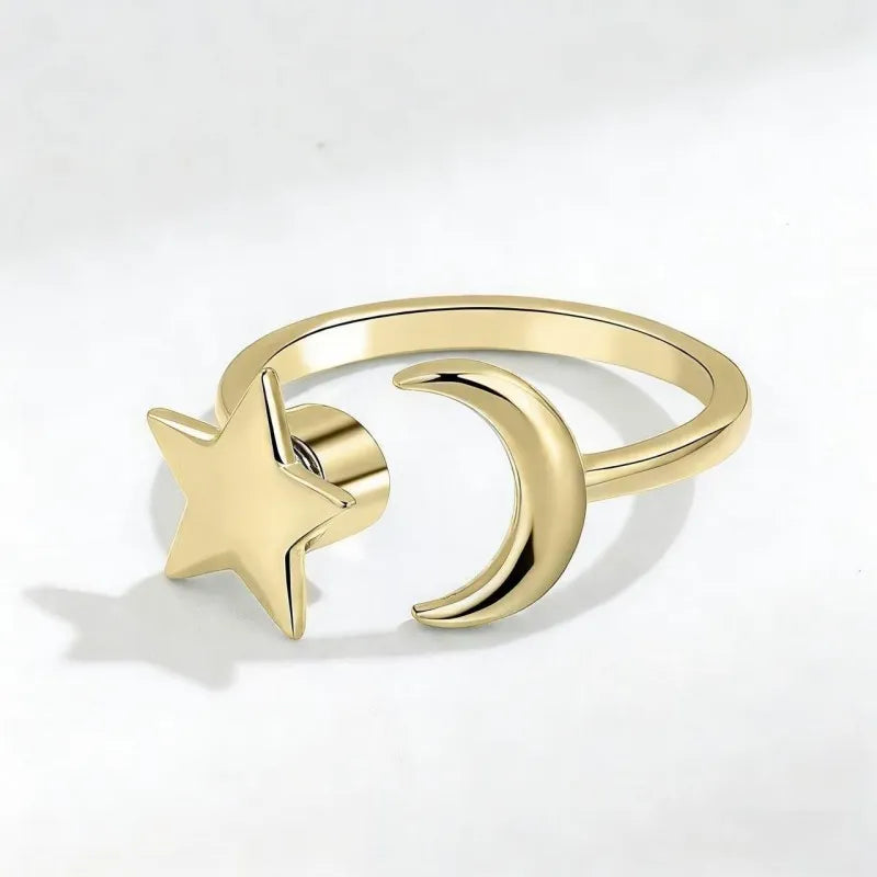 Celestial Moon & Star Spinning Anxiety Ring