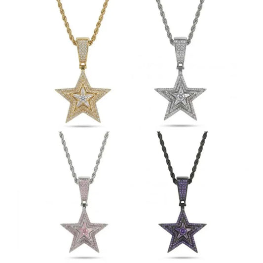 Spinning Iced Out Star Necklace