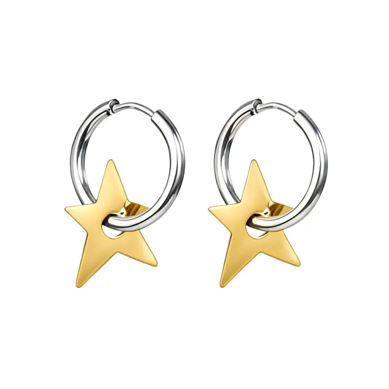 Minimalist Star Charm Hoop Earrings