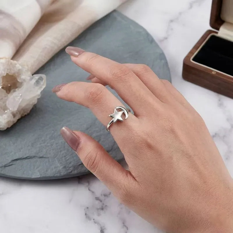 Celestial Moon & Star Spinning Anxiety Ring
