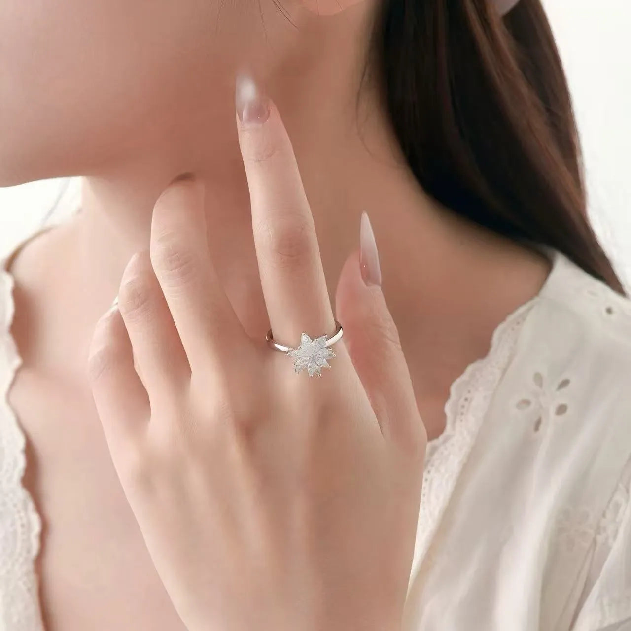 The Bloom in Motion | Stainless Steel Spinning Flower Fidget Ring