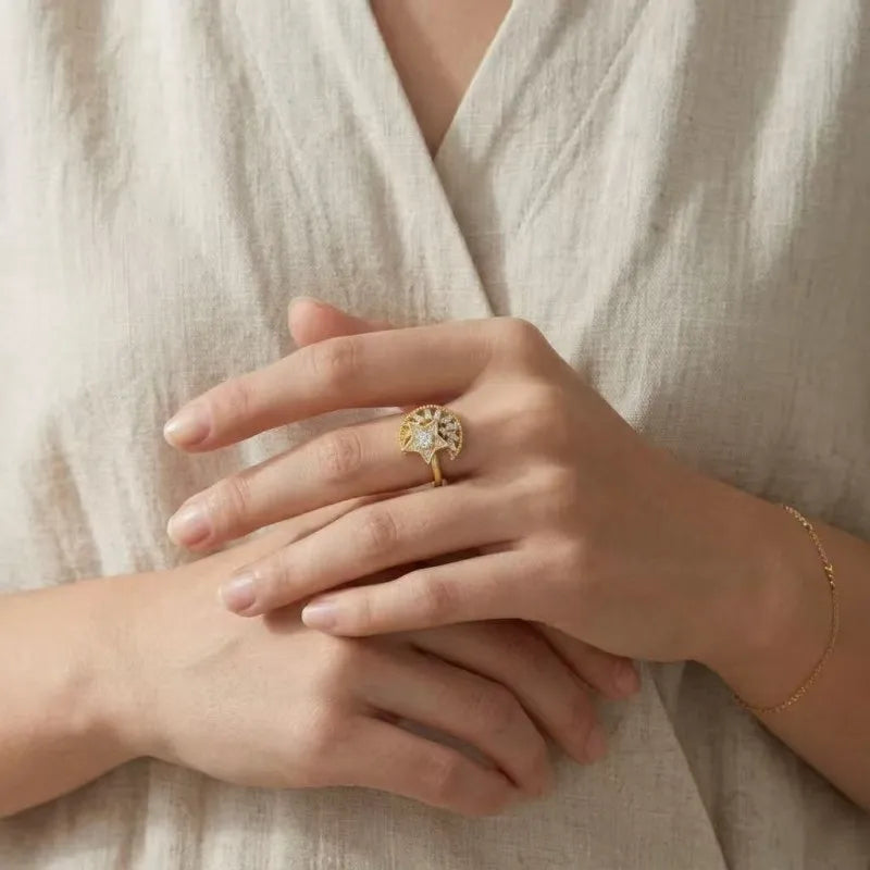Luxury Starburst Spinning Anxiety Ring