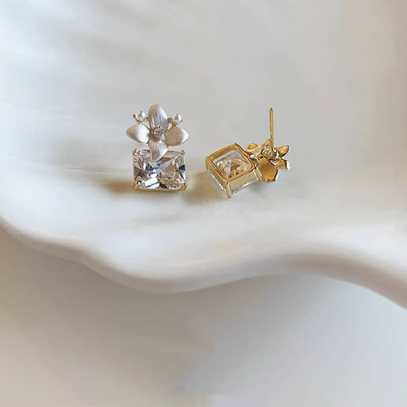 Elegant Blossom - Inspired Zircon Stud Earrings