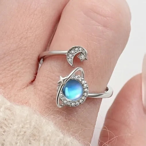 Rotating Planet & Moon Spinning Ring