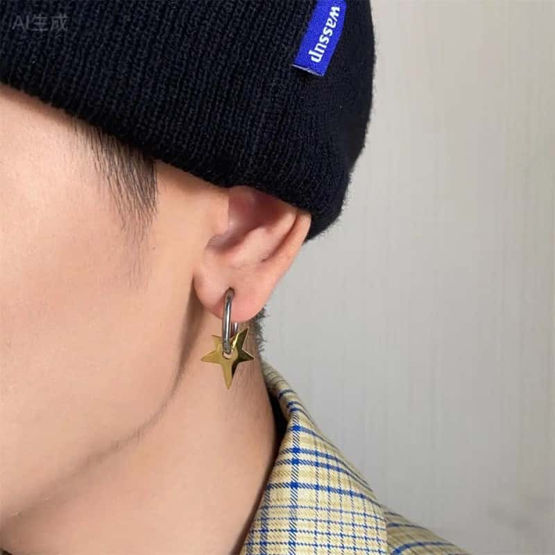 Minimalist Star Charm Hoop Earrings