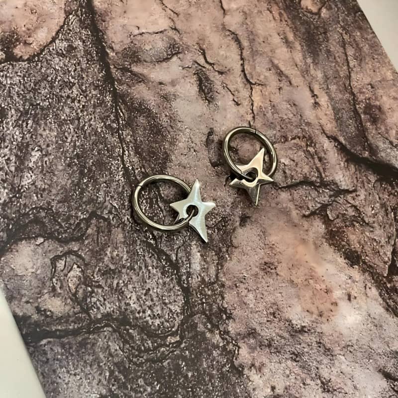 Minimalist Star Charm Hoop Earrings