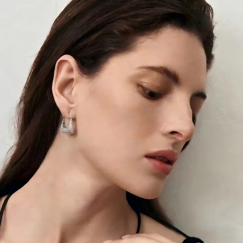 "The Tote" - Modern Handbag Shape Hoop Earrings with AAA Cubic Zirconia
