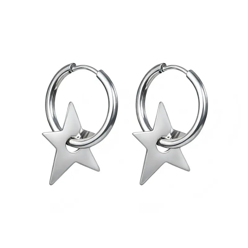 Minimalist Star Charm Hoop Earrings