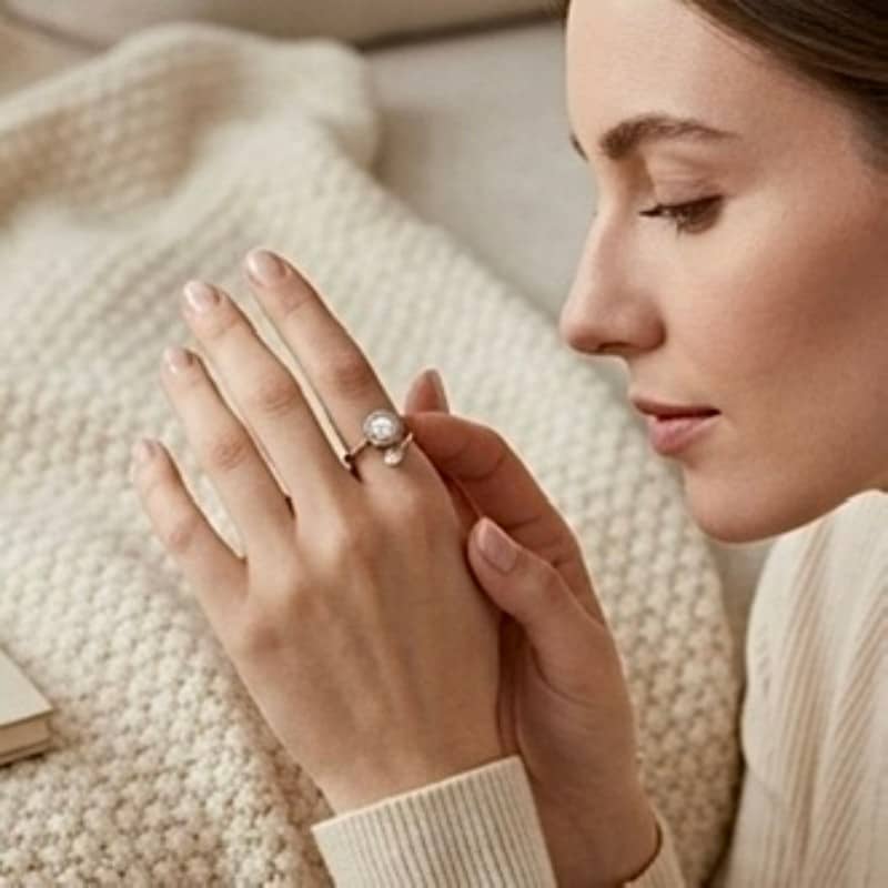 Pearl Fidget Ring - Durable Stainless Steel & Crystal Jewelry