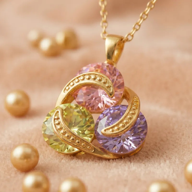 Trinity Rotating Crystal Necklace