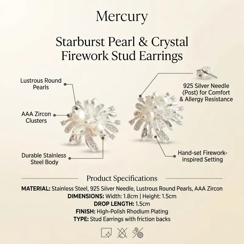 Firework Burst Pearl & Crystal Stud Earrings