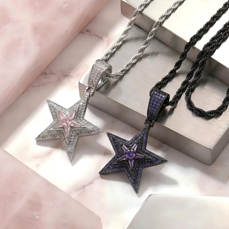 Spinning Iced Out Star Necklace