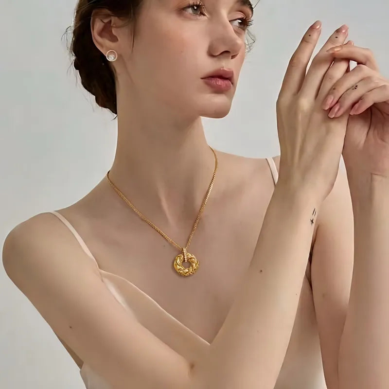 18K Gold Plated Braided Eternity Circle Necklace