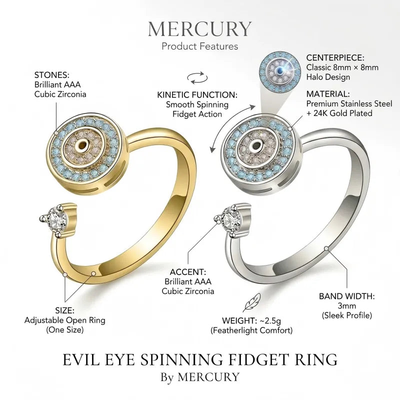 Evil Eye Spinning Fidget Ring