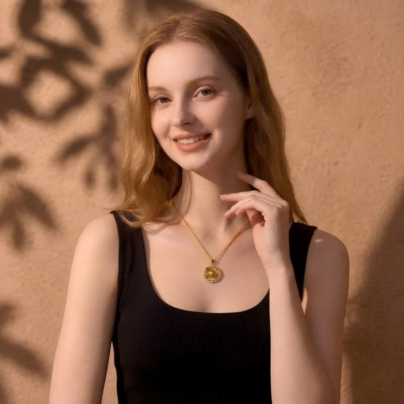 24K Gold Rotating Planet Necklace | Celestial Zirconia Pendant