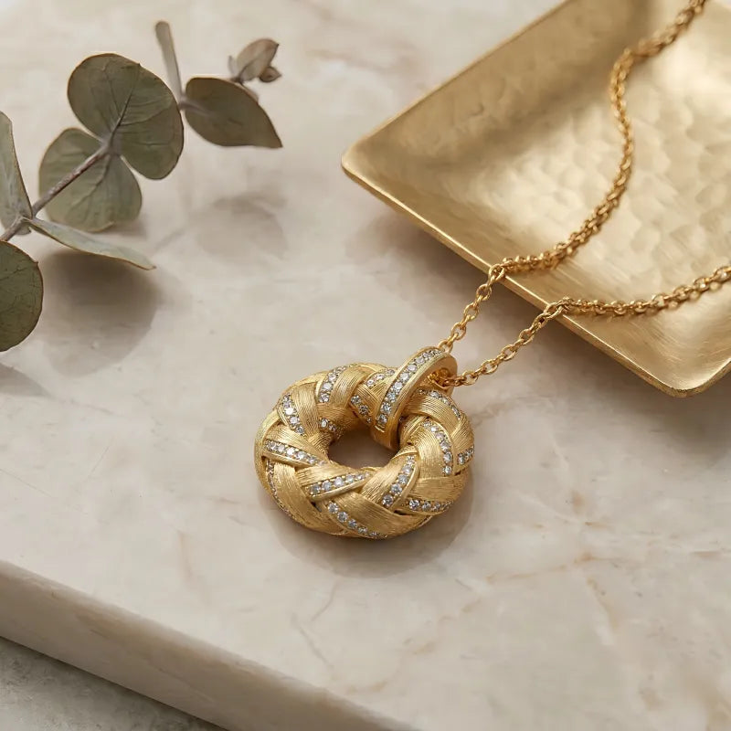 18K Gold Plated Braided Eternity Circle Necklace