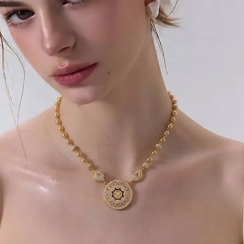 Pink Mandala Fortune Medallion - Spinning 18K Gold Necklace