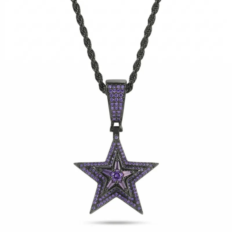Spinning Iced Out Star Necklace