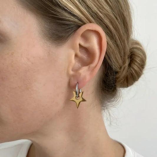 Minimalist Star Charm Hoop Earrings