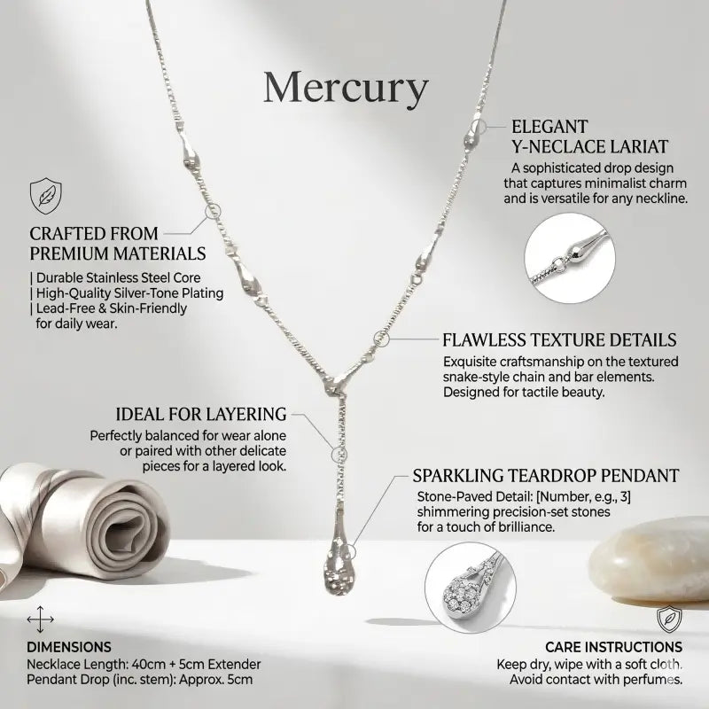 Water Drop Crystal Cascade Y Necklace