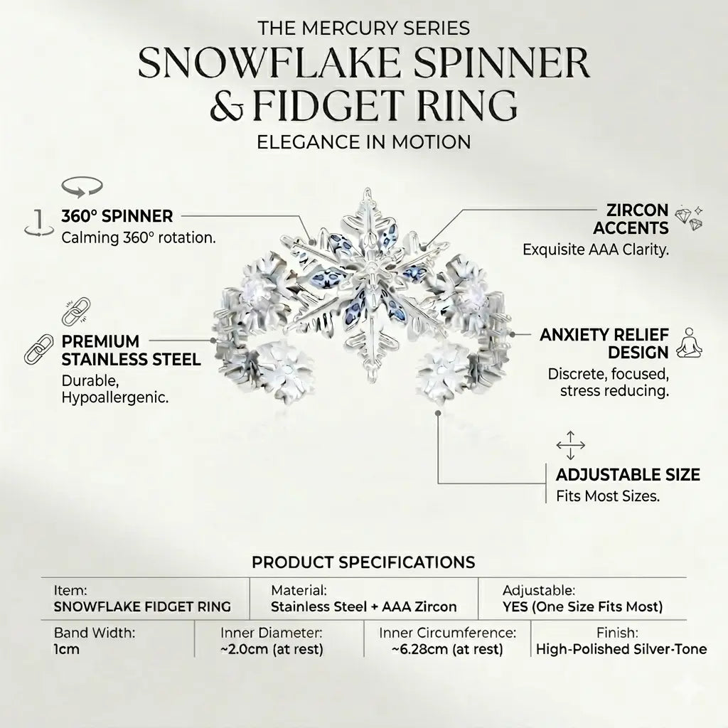 Mercury Snowflake Spinner Ring – Turn Your Anxiety Into Elegance
