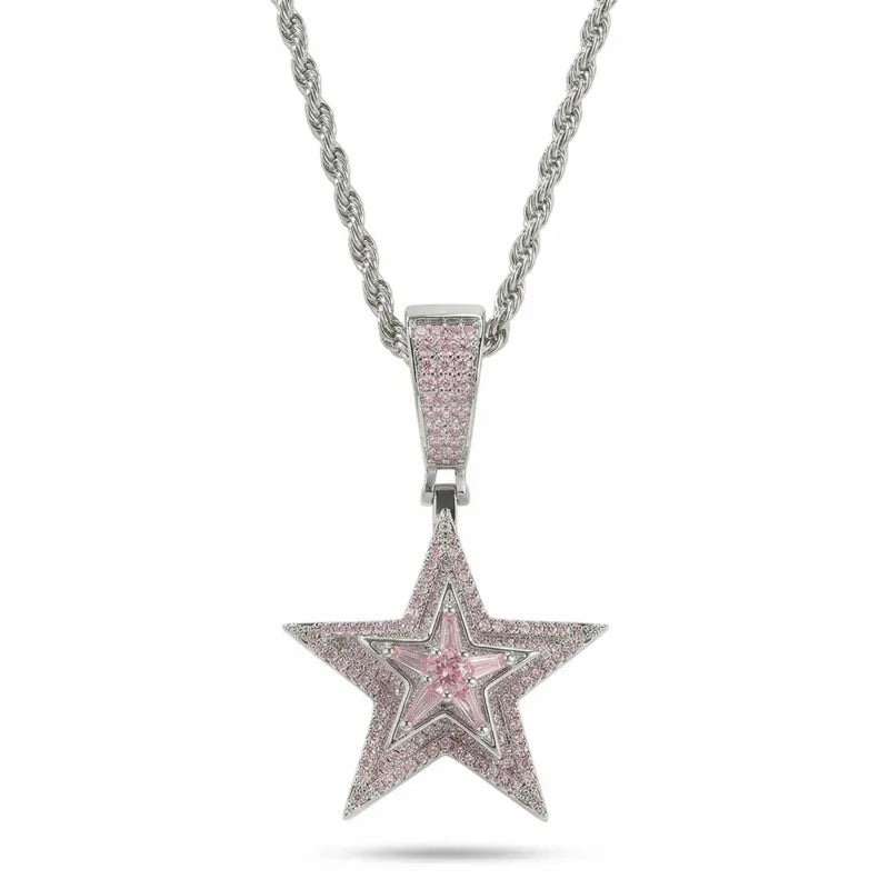 Spinning Iced Out Star Necklace