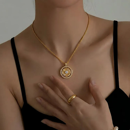 Rotating Star & Moon Celestial Lucky Necklace - 18k Gold Plated