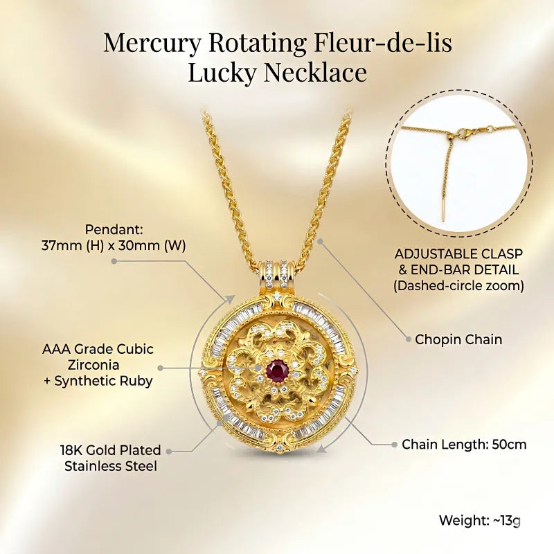 Rotating Fleur-de-lis Lucky Necklace
