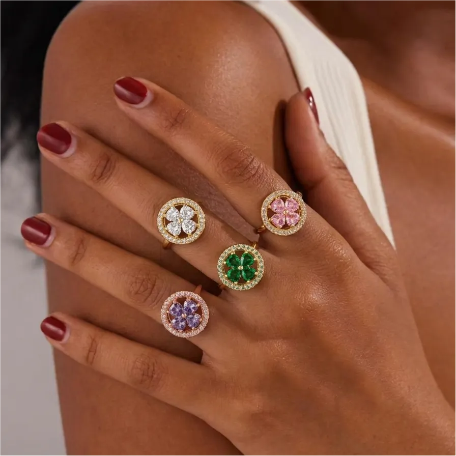 Lucky Clover Anxiety Spinner Ring