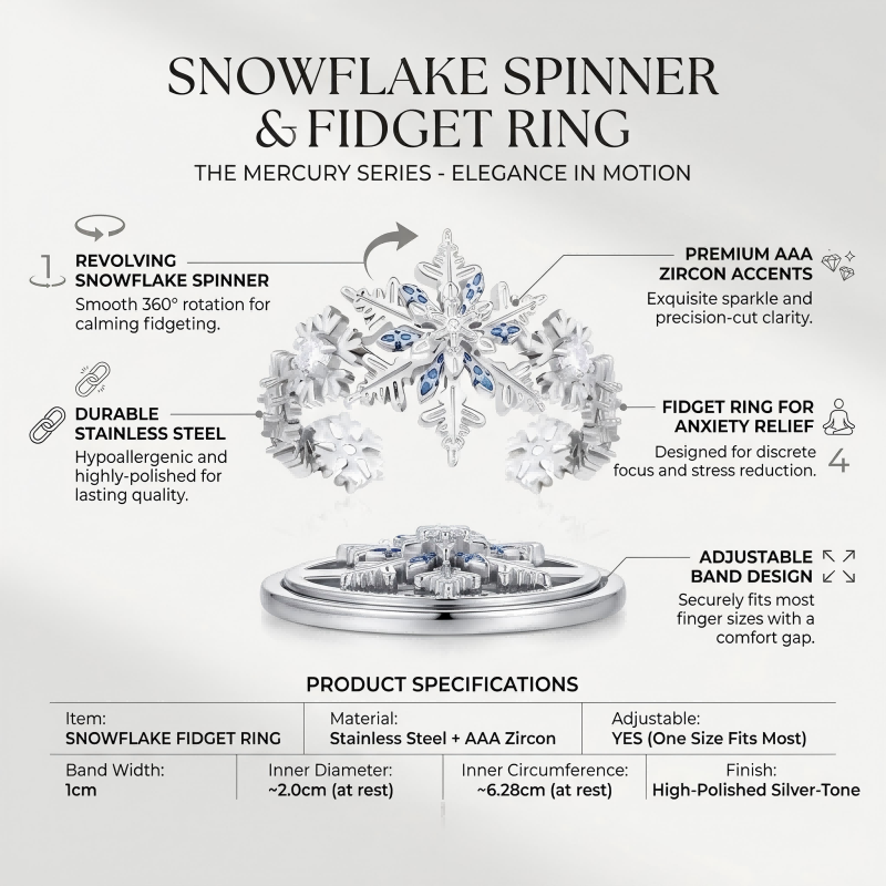Mercury Snowflake Spinner Ring – Turn Your Anxiety Into Elegance