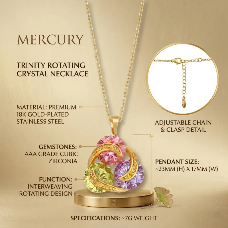 Trinity Rotating Crystal Necklace