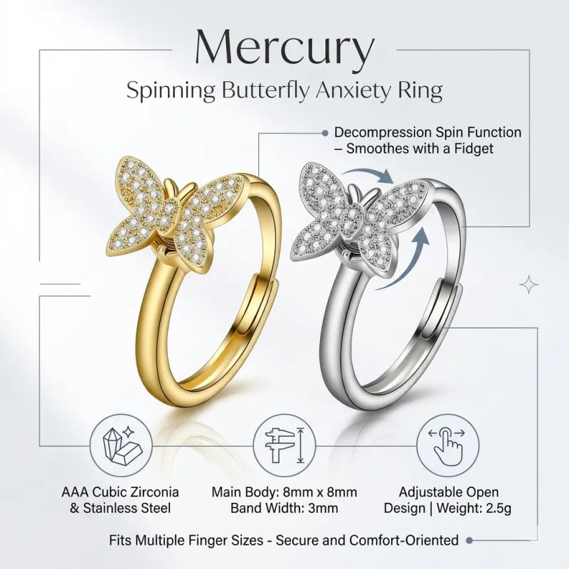 Spinning Butterfly Anxiety Ring