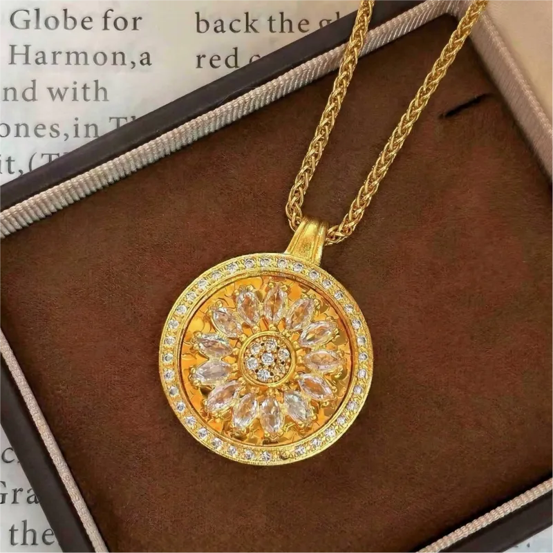 Radiant Spinning Sunflower Necklace