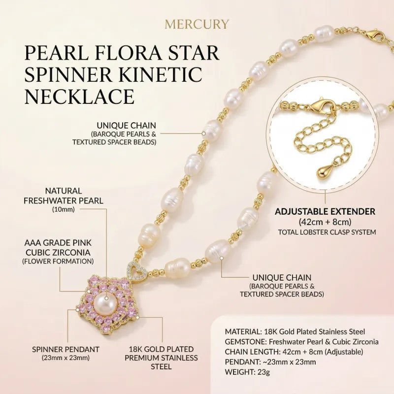 Pearl Flora Star Spinner Kinetic Necklace
