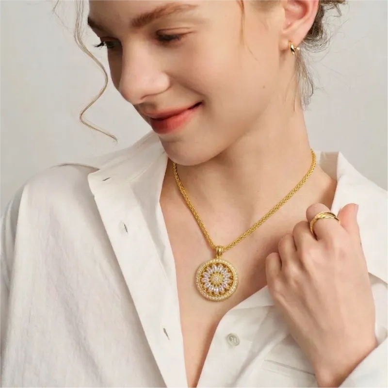 Radiant Spinning Sunflower Necklace