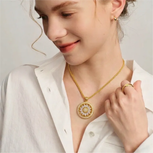 Radiant Spinning Sunflower Necklace
