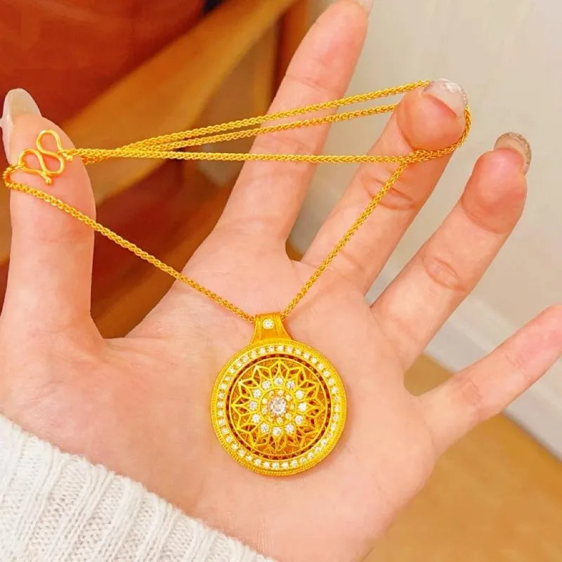 Rotating Gothic Rose Window Necklace